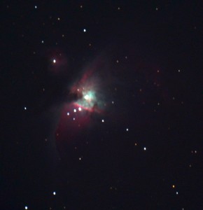 orion M42 foto med SkyWatcher 250 o Canon 60d primärfokus ISO 400 10sek exp