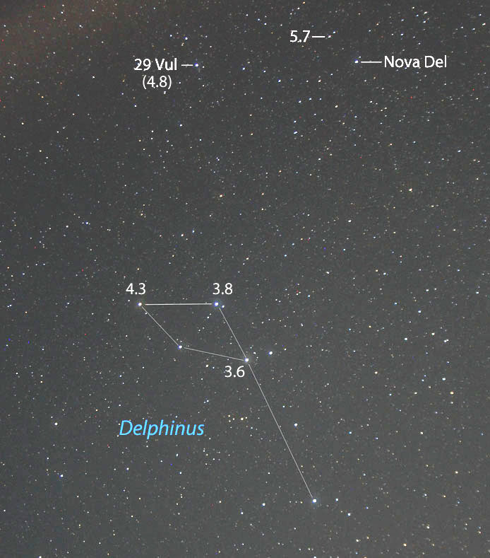 Leta upp Vulpecula 29, och sök vidare till stjärnan HR7811, så ligger novan presis i närheten