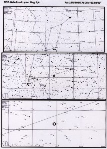 M57 i Lyran, sök-kartor